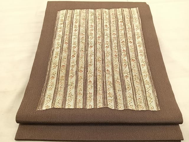 平和屋着物 銀座きしや 九寸開き名古屋帯 花間道 金彩 鬼しぼ縮緬 正絹 BAAV5427hv