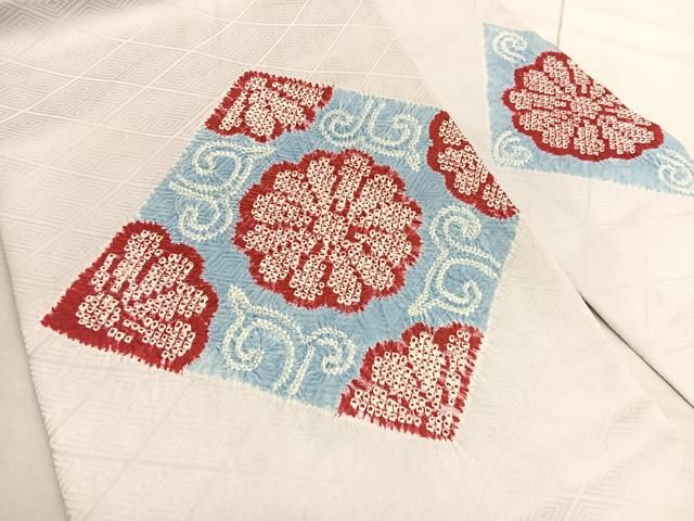 平和屋着物 九寸名古屋帯 絞り 花唐草菱文 正絹 BAAV5429hv