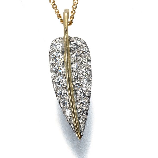 ティファニー ネックレス ダイヤ リーフ ヴィンテージ K18YG PLAT 178387