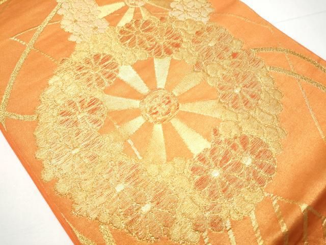 平和屋着物○西陣 川島織物 六通柄 本袋帯 源氏車花文 金糸 正絹 逸品