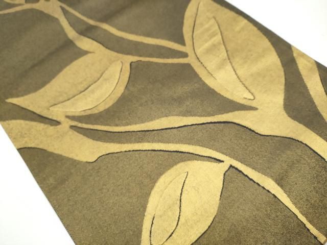 平和屋着物●澤屋重兵衛　六通柄袋帯　枝葉文　金糸　引箔　正絹　逸品　CAAZ4108hy 平和屋着物○澤屋重兵衛 六通柄袋帯 枝葉文 金糸 引箔 正絹 逸品