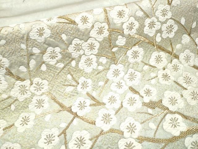 平和屋着物○六通柄袋帯 唐織 枝梅文 金糸 引箔 正絹 逸品 CAAZ4128hy