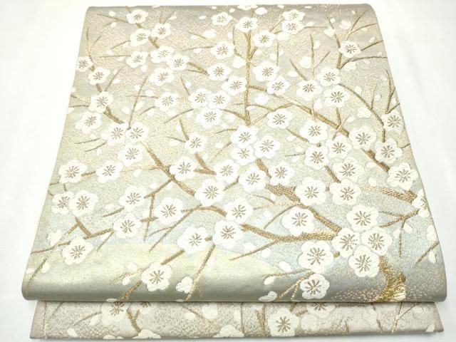 平和屋着物●六通柄袋帯　唐織　枝梅文　金糸　引箔　正絹　逸品　CAAZ4128hy 平和屋着物○六通柄袋帯 唐織 枝梅文 金糸 引箔 正絹 逸品 CAAZ4128hy