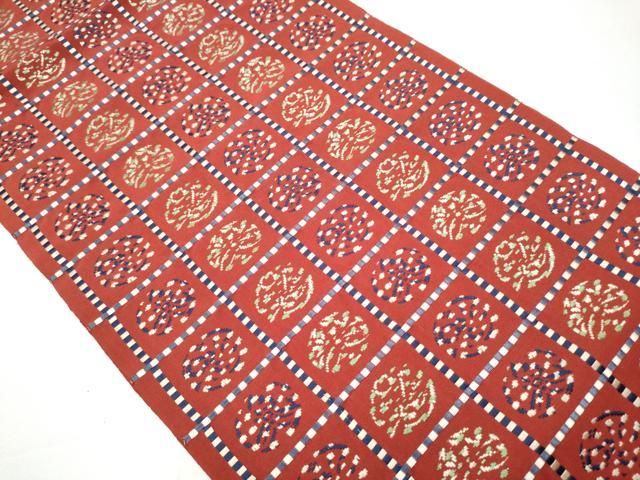 八寸名古屋帯 格子丸文