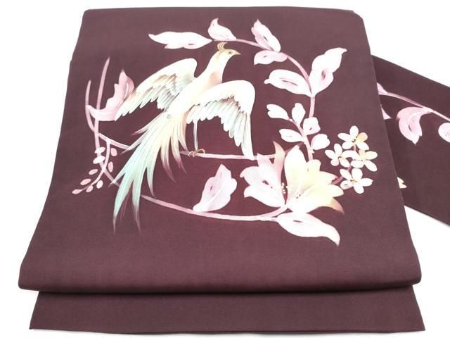 平和屋着物 塩瀬 九寸名古屋帯 ろうけつ染 花鳥文 金彩 正絹 CAAZ4184hy