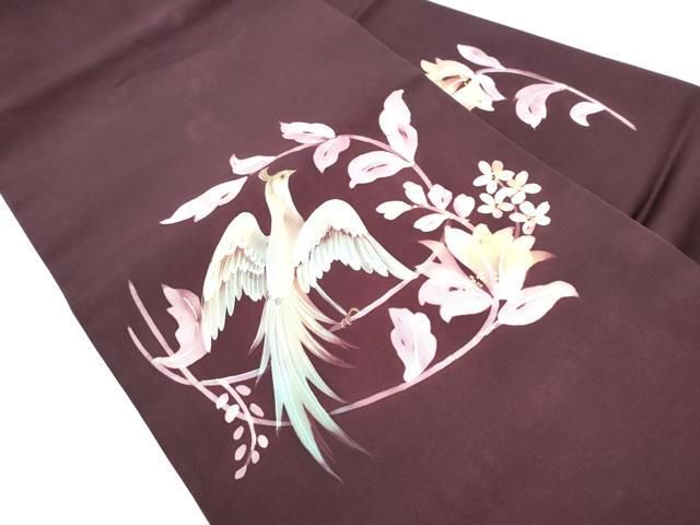 平和屋着物 塩瀬 九寸名古屋帯 ろうけつ染 花鳥文 金彩 正絹 CAAZ4184hy