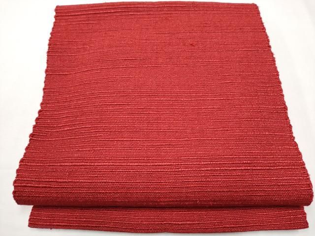 平和屋着物 信州紬 八寸名古屋帯 赤紅色 正絹 CAAZ4185hy
