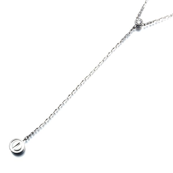 カルティエ ネックレス ダイヤ ラブ Yドロップ K18WG 保証書 177554