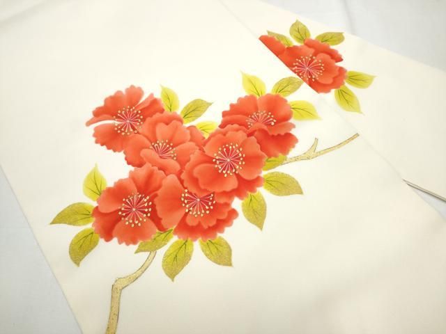 平和屋着物 塩瀬 九寸名古屋帯 枝花文 金彩 正絹 CAAZ4187hy