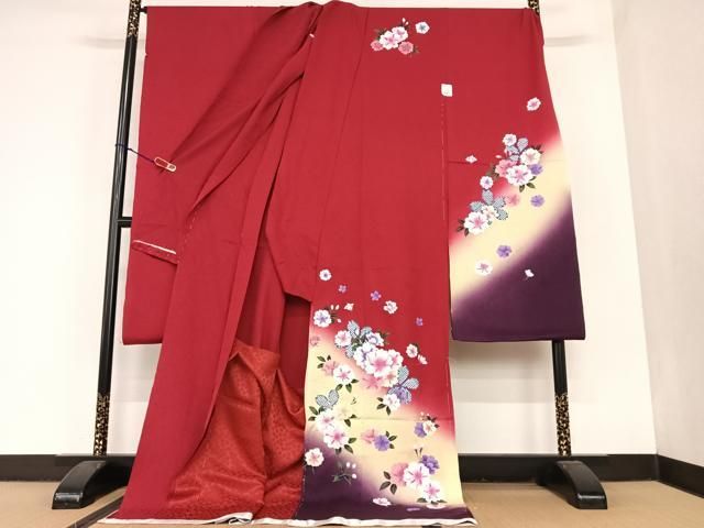 平和屋着物 豪華振袖 舞花文 暈し染め 仮絵羽 AABC0186zg