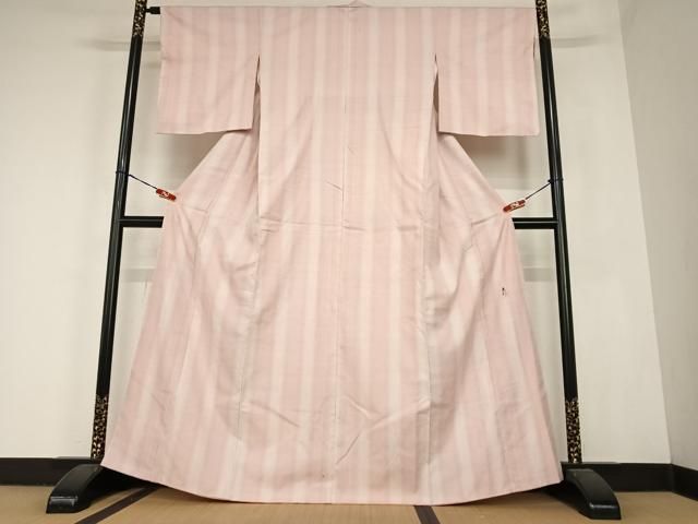 平和屋着物●紅花紬　米沢　新田英行　新田間道　縞　やまと誂製　正絹　逸品　AABC0211zg 平和屋着物○紅花紬 米沢 新田英行 新田間道 縞 やまと誂製 正絹 逸品