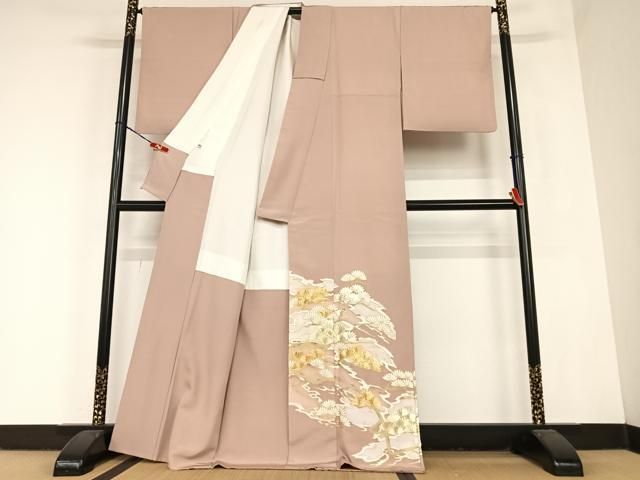 平和屋着物 豪華色留袖 駒刺繍 松 金彩 正絹 AABC0220zg