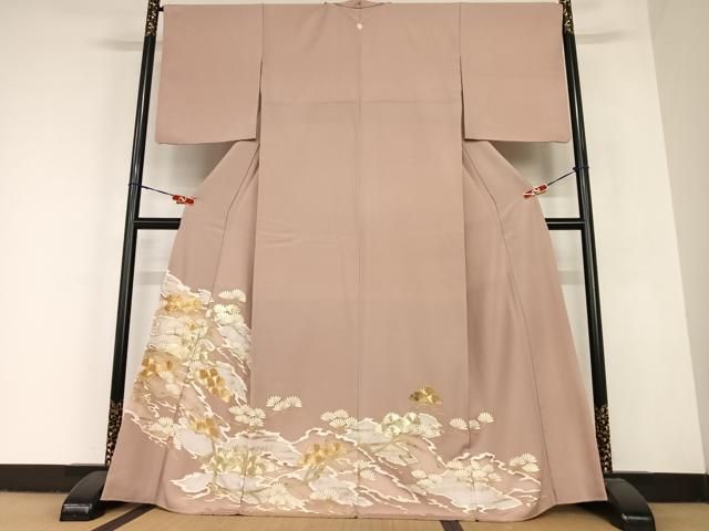 平和屋着物 豪華色留袖 駒刺繍 松 金彩 正絹 AABC0220zg