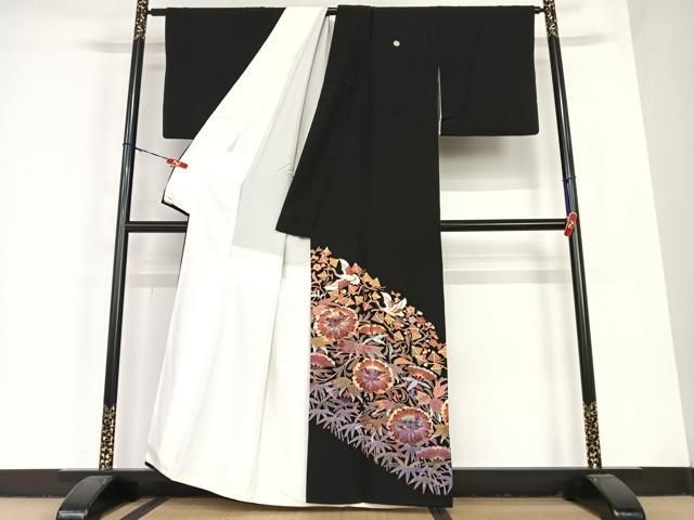 平和屋着物 本加賀友禅作家 中町博志 黒留袖 飛鶴笹梅花文 正絹 AABC0222zg