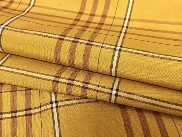 平和屋着物○無形文化財 本場黄八丈 近藤傳 草木染 手織 紬 格子 正絹