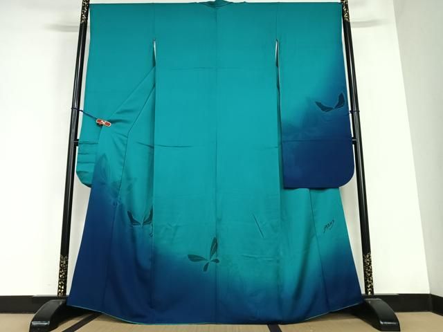 平和屋着物○染色作家 斉藤三才 振袖 舞蝶地紋 暈し染め 正絹 逸品