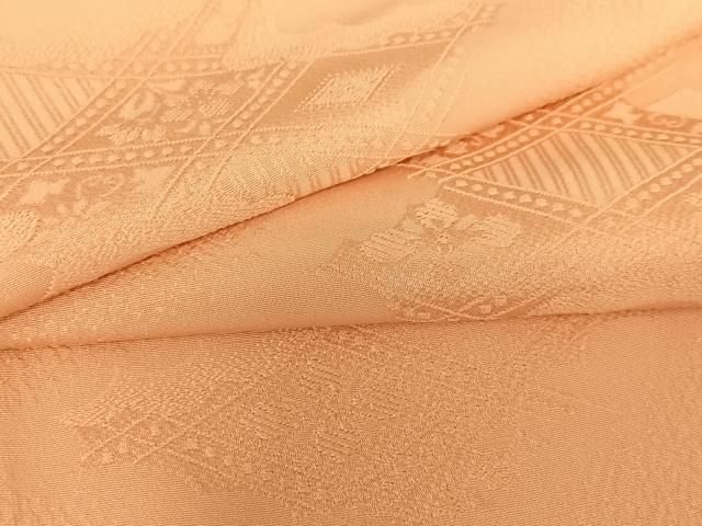 平和屋着物 上質な色無地 花菱地紋 纁色 正絹 AABC4813zg