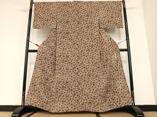 平和屋着物○上質な小紋 本草木染め 作家物 花蝶文 正絹 逸品