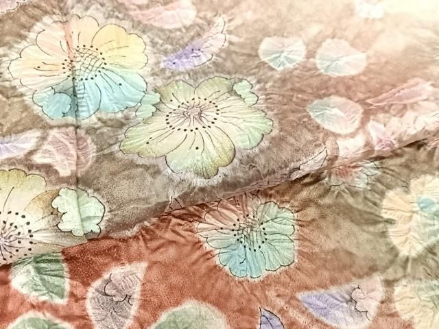 平和屋着物○伯河貞雄 振袖 辻が花 絞り 暈し染め 銀通し地 正絹 逸品