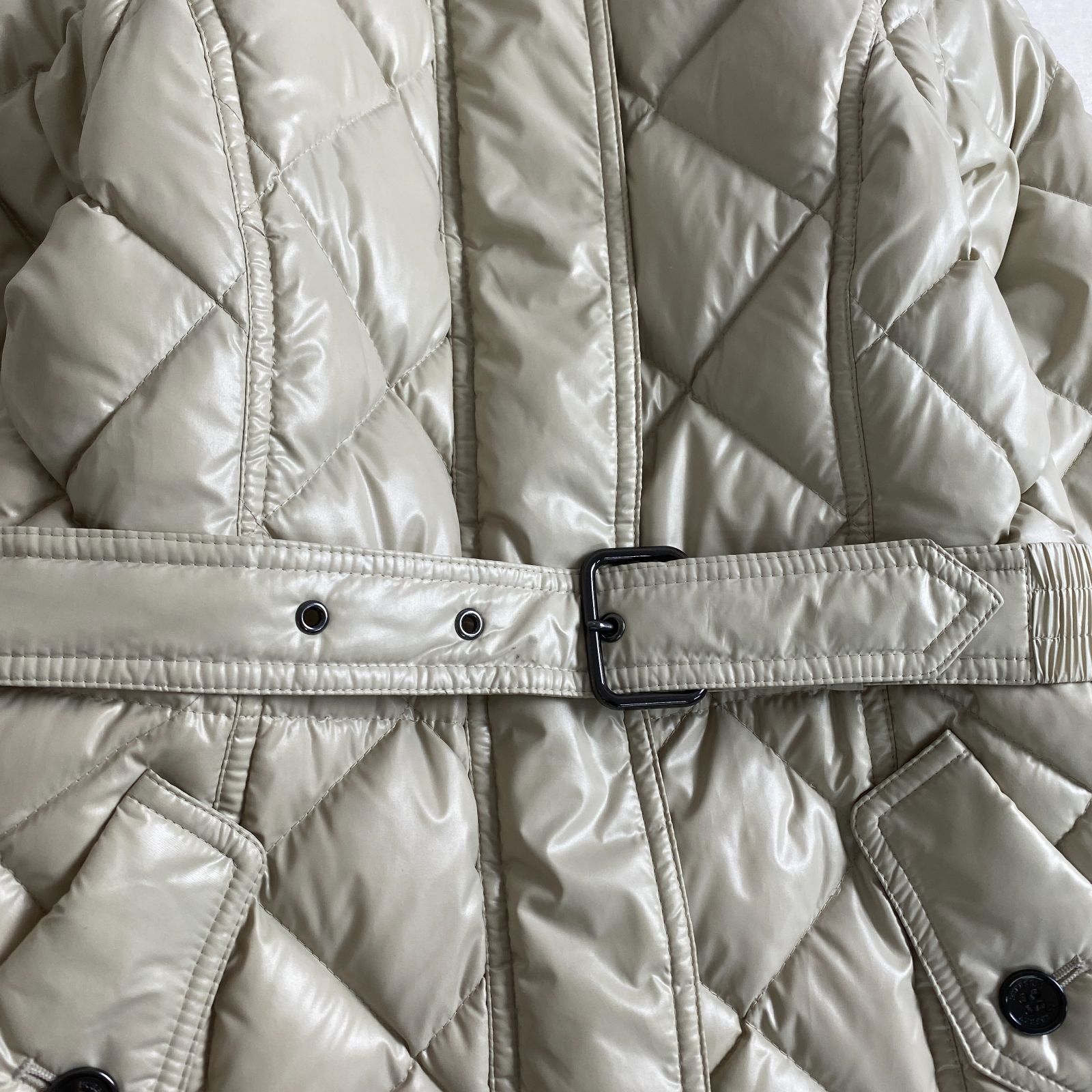 バーバリーロンドン ダウンジャケット 3way キルティング ベルト BURBERRY LONDON ハンガリーグース使用 ノバチェック ベージュ系 GULLKHAN_COM