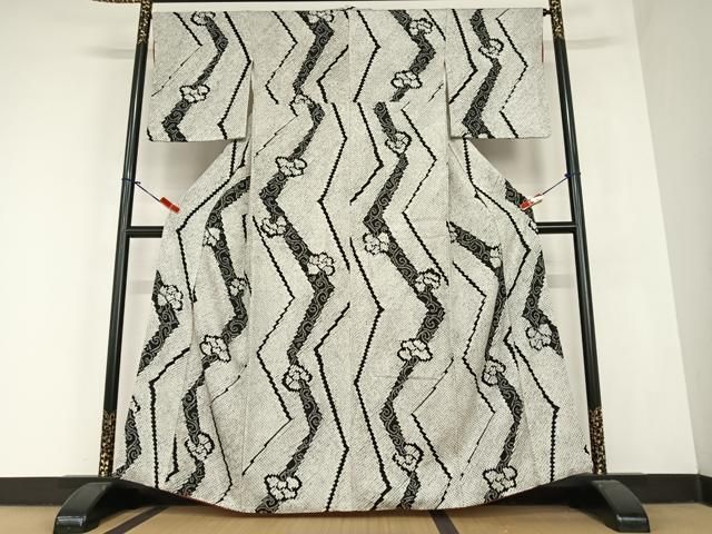 平和屋着物●上質な小紋　総絞り　本疋田絞り　花唐草間道　黒地　正絹　逸品　AABC4827zg 平和屋着物○上質な小紋 総絞り 本疋田絞り 花唐草間道 黒地 正絹 逸品