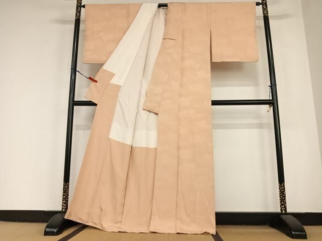 平和屋着物○上質な色無地 草花地紋 ときがら茶色 正絹 逸品