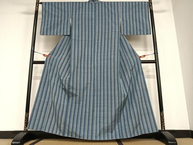 平和屋着物 上質な紬 縞 正絹 AABC4870zg