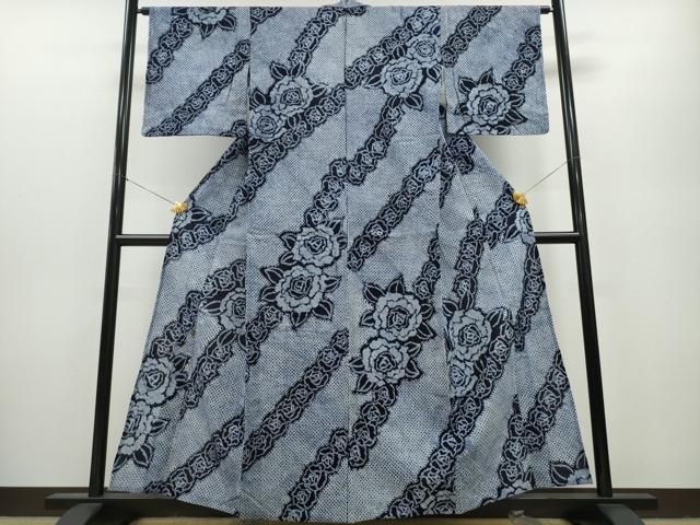 平和屋着物∴夏物 浴衣 有松鳴海絞り 薔薇 綿 CAAY4751ng