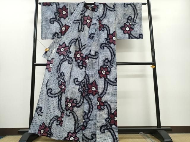 平和屋着物∴夏物 浴衣 有松鳴海絞り 花唐草文 丸栄謹製 綿 CAAY4756ng