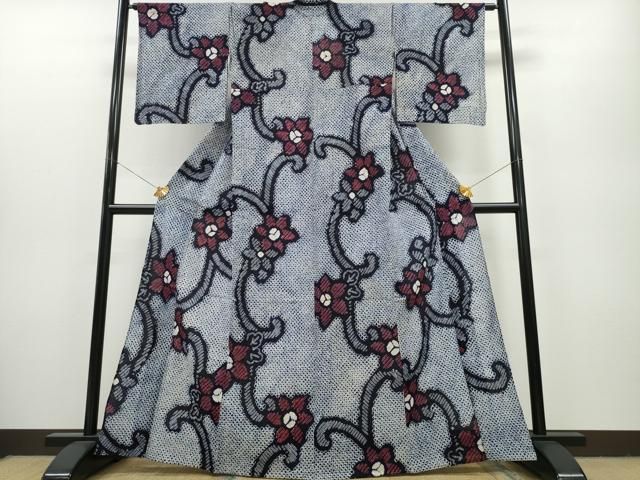 平和屋着物∴夏物 浴衣 有松鳴海絞り 花唐草文 丸栄謹製 綿 CAAY4756ng