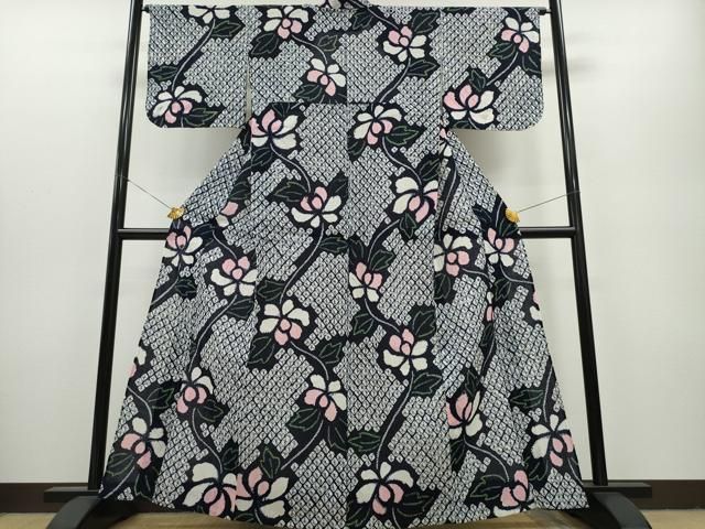 平和屋着物∴夏物 浴衣 有松鳴海絞り 枝牡丹 綿 CAAY4757ng