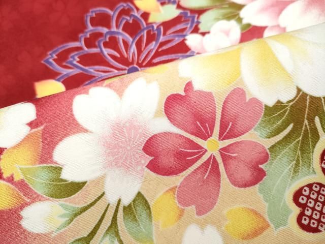 平和屋着物○小振袖 二尺袖 舞花文 洗える着物 CAAZ2696ut - メルカリ