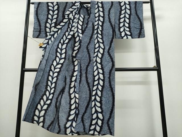 平和屋着物∴夏物 浴衣 有松鳴海絞り よろけ縞枝花文 綿 CAAY4761ng