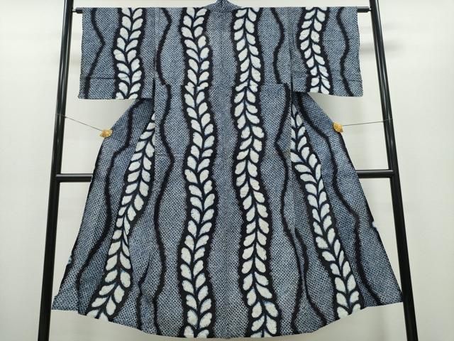 平和屋着物∴夏物 浴衣 有松鳴海絞り よろけ縞枝花文 綿 CAAY4761ng