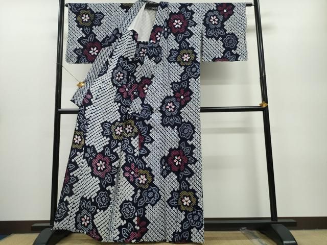 平和屋着物∴夏物 浴衣 有松鳴海絞り 舞花文 綿 CAAY4762ng