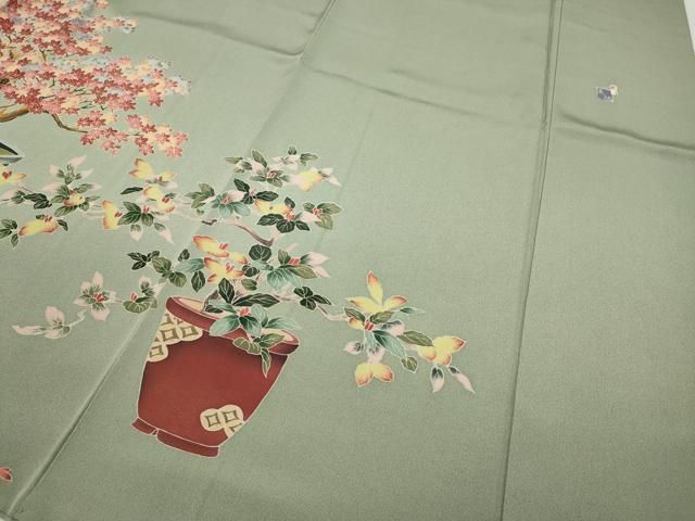 盆栽 陶器草花文