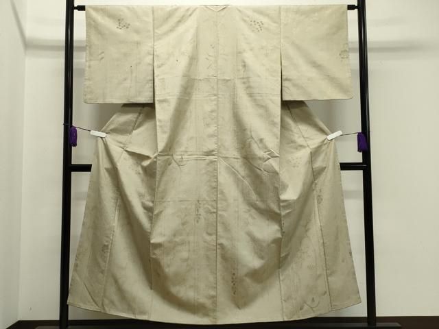 平和屋着物 上質な小紋 紬地 花唐草文 金彩 正絹 CAAY8347gh