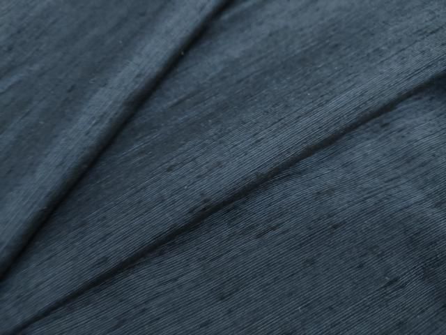 平和屋着物○男性 紬 アンサンブル 長羽織 鉄紺色 正絹 逸品