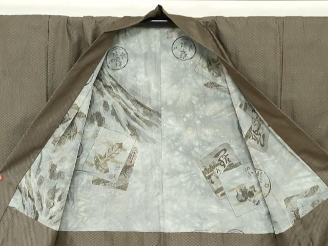 平和屋着物○男性 紬 アンサンブル 長羽織 100亀甲 総詰め 正絹 逸品  