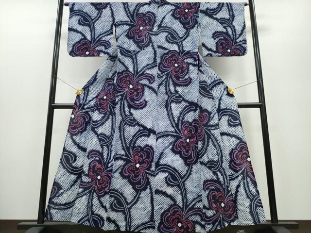 平和屋着物∴夏物 浴衣 有松鳴海絞り 水車枝垂れ柳 綿 逸品 CAAY4670ng