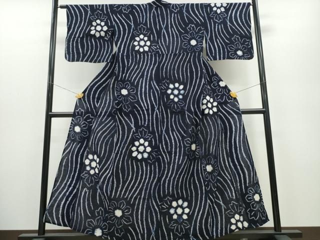 平和屋着物∴夏物 浴衣 有松鳴海絞り 流水舞菊文 綿 CAAY4777ng