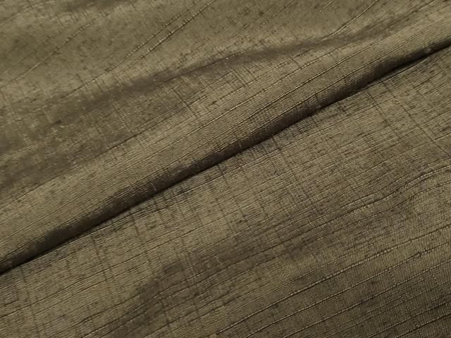 平和屋着物○男性 紬 アンサンブル 長羽織 鶯茶色 正絹 逸品