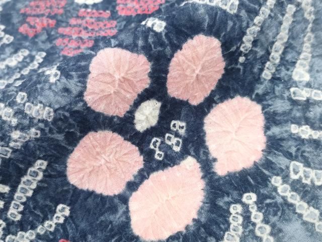 平和屋着物∴夏物 浴衣 有松鳴海絞り 色紙椿 綿 逸品 CAAY4778ng