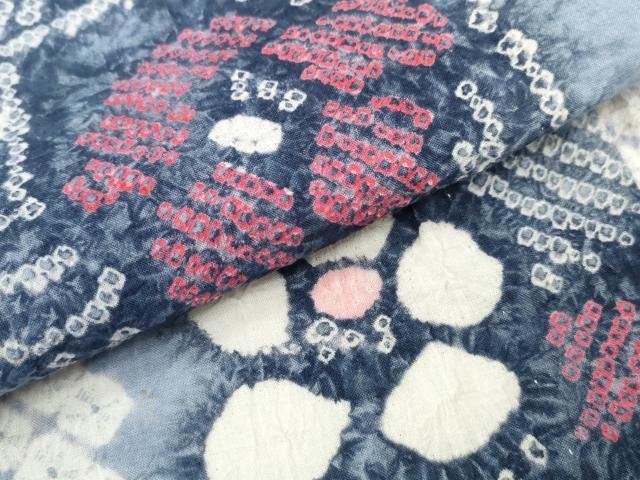 平和屋着物∴夏物　浴衣　有松鳴海絞り　色紙椿　綿　逸品　CAAY4778ng 平和屋着物∴夏物 浴衣 有松鳴海絞り 色紙椿 綿 逸品 CAAY4778ng