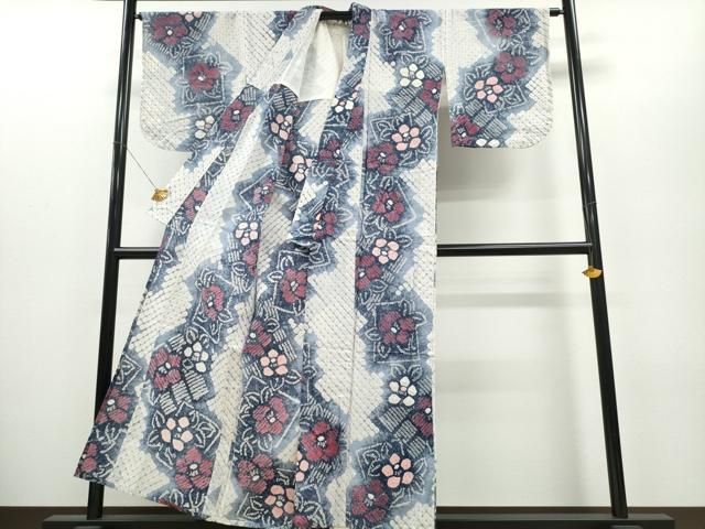 平和屋着物∴夏物 浴衣 有松鳴海絞り 色紙椿 綿 逸品 CAAY4778ng