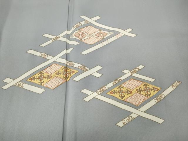 平和屋着物○銀座きしや 訪問着 駒刺繍 菱吉祥花文 金彩 正絹 逸品