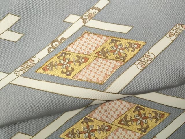 平和屋着物○銀座きしや 訪問着 駒刺繍 菱吉祥花文 金彩 正絹 逸品