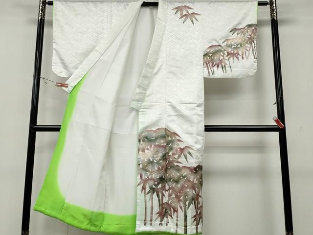 平和屋着物○男性 訪問着 舞台衣装 笹竹文 金銀彩 洗える着物