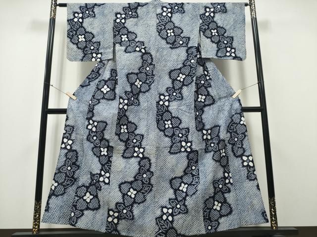 平和屋着物∴夏物 浴衣 有松鳴海絞り 舞花文 綿 CAAY4786ng