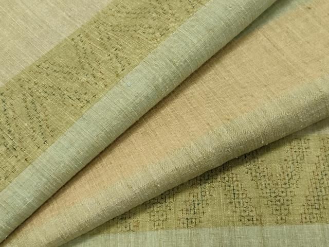 平和屋着物 本場結城紬 重要無形文化財 120亀甲 横段文 やまと誂製 正絹 CAAY8371gh